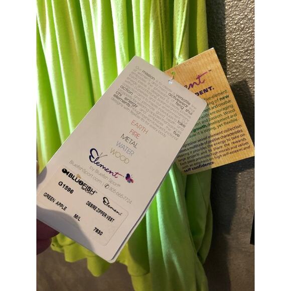 Bluefish Sport Desire Sporty Athletic GorpCore Green Apple Zipper Vest Top M/L - Picture 6 of 9